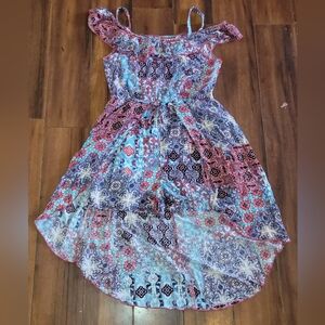 Justice Girl's Multi Color Floral Romper With Skirt Cover In Back